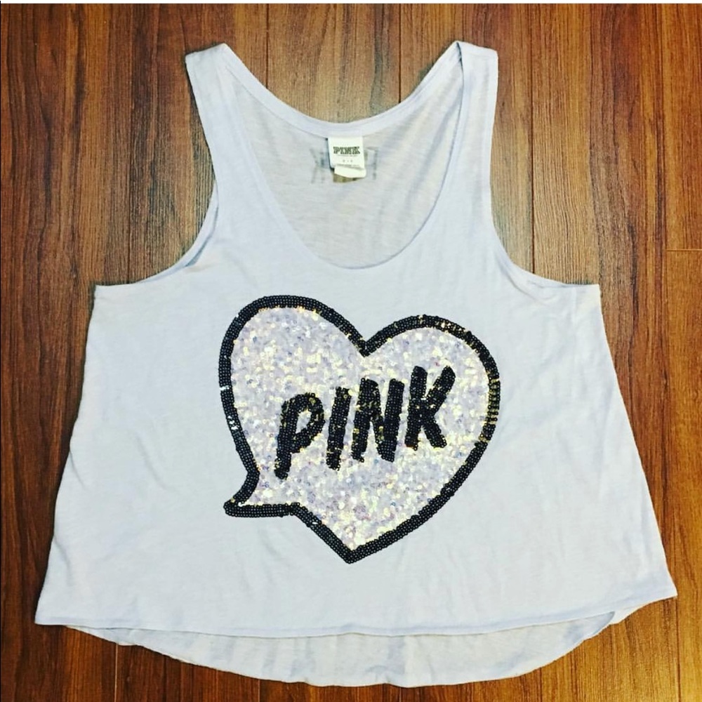 VS PINK Pastel Purple sequin cropped tank